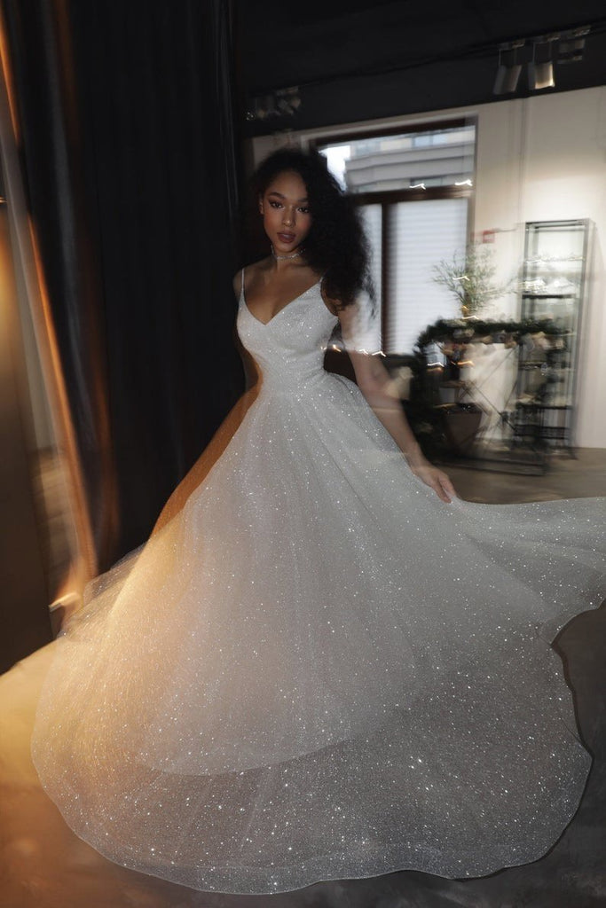 Sparkly Glitter White Prom Dresses Long ...